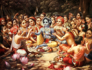 Krishna taking prasadam