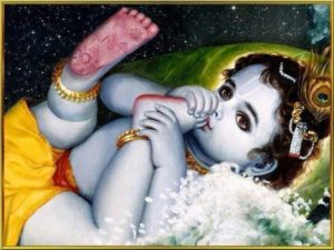 Krishna sucking his toes